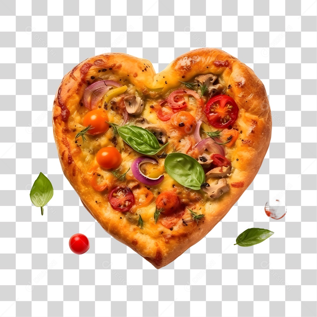 Pizza Vários Sabores em Forma de Coração  PNG Transparente