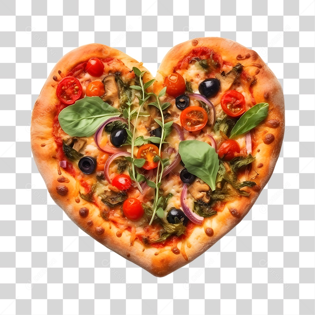 Pizza Vários Sabores em Forma de Coração  PNG Transparente