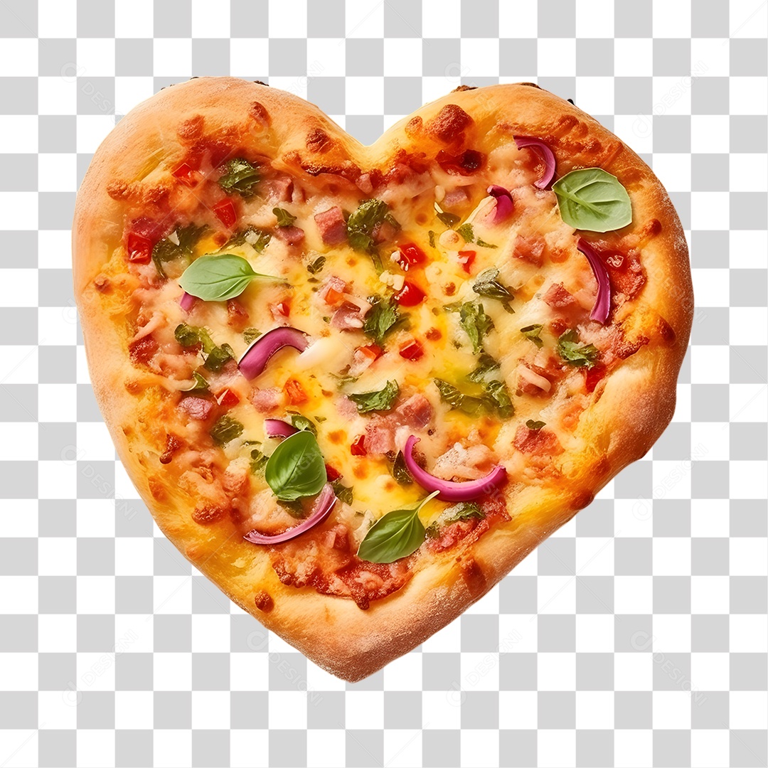Pizza Vários Sabores em Forma de Coração  PNG Transparente