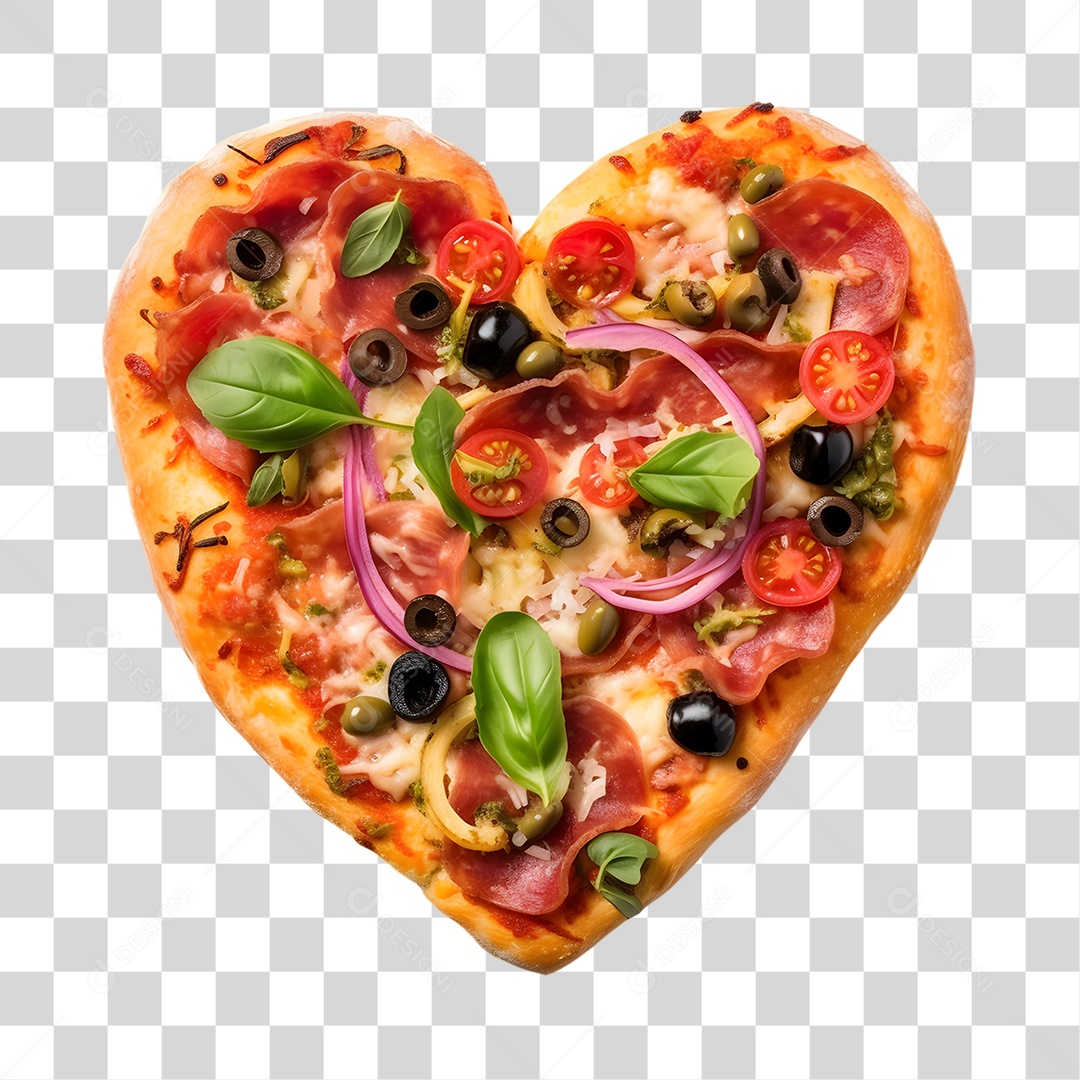 Pizza Vários Sabores em Forma de Coração  PNG Transparente