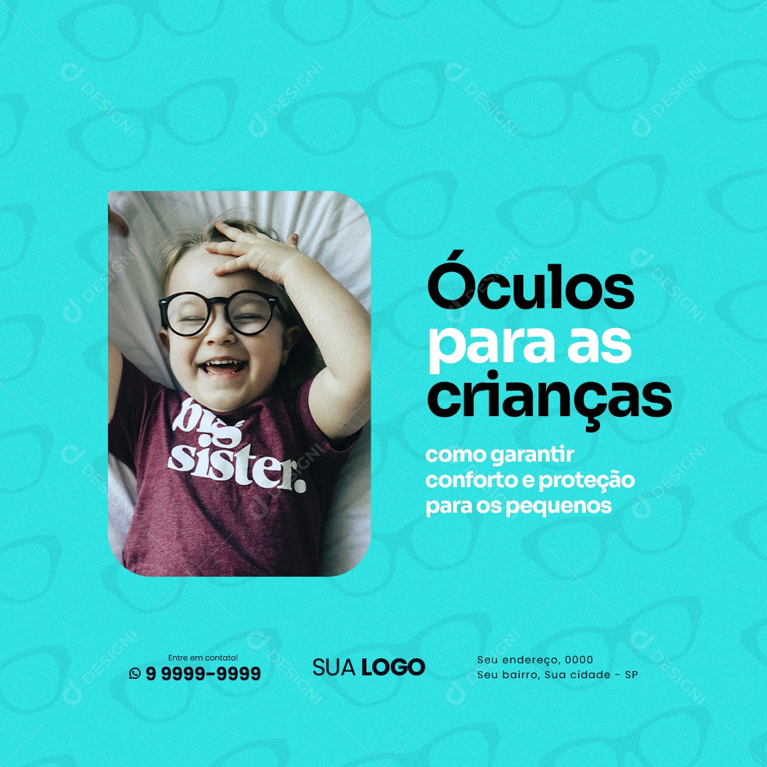 Óculos Para As Crianças Ótica Social Media PSD Editável