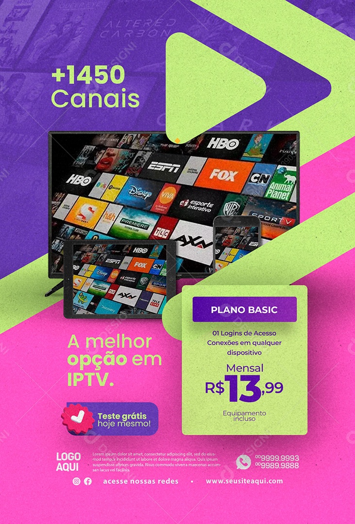 A Melhor Opção Em IPTV Social Media PSD Editável