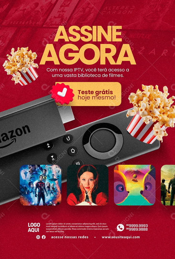 Assine Agora Com Nossa IPTV Teste Grátis Hoje Mesmo Social Media PSD Editável