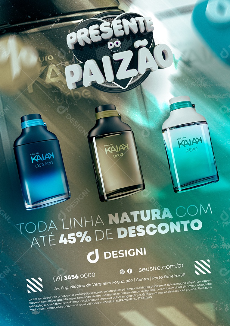 Anúncio Publicitário Perfumaria Presente Do Paizão Toda Linha Natura Com Até 45% De Desconto Social Media PSD Editável
