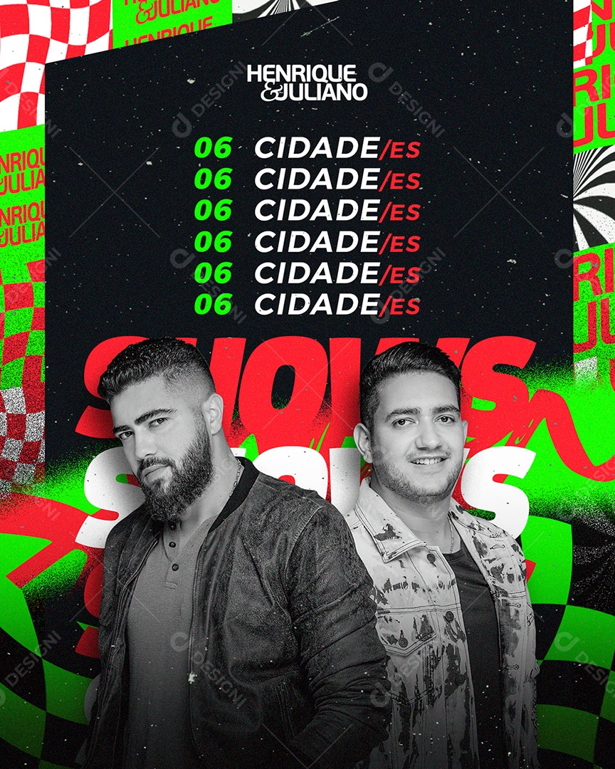 Flyer Agenda Semanal Henrique e Juliano Shows Social Media PSD Editavel