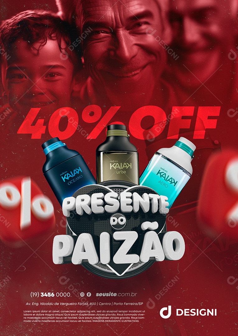Anúncio Publicitário Perfumaria 40% Off Presente Do Paizão Social Media PSD Editável