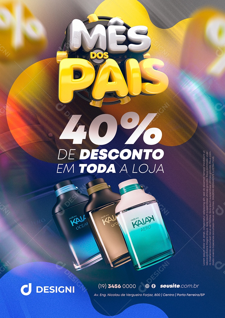 Anúncio Publicitário Perfumaria Mês Dos Pais 40% De Desconto Em Toda Loja Social Media PSD Editável