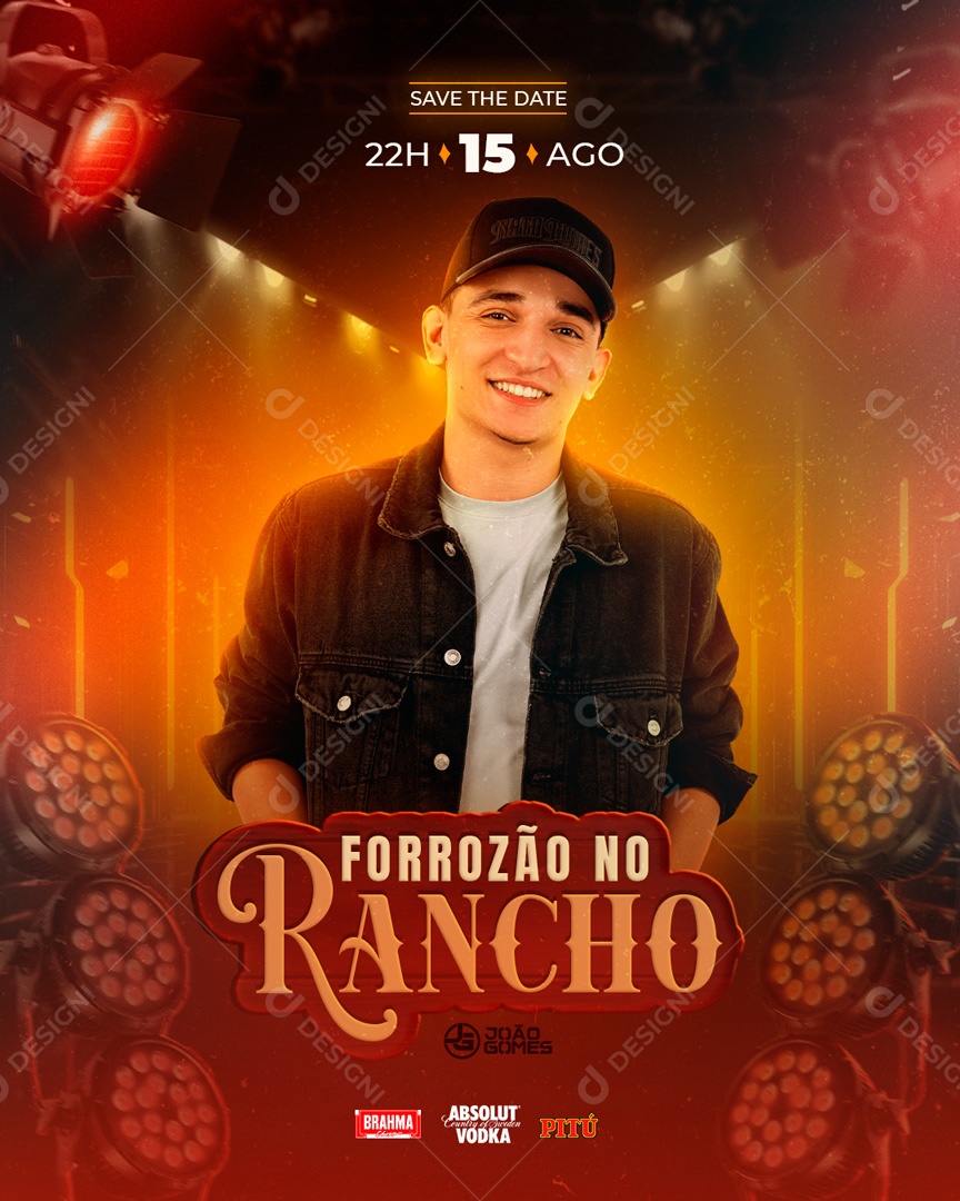 Social Media Flyer Feed Forrozão No Rancho João Gomes PSD Editável