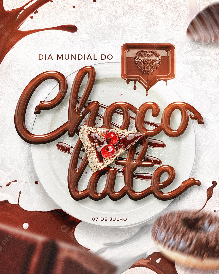 Flyer Dia Mundial do Chocolate 7 de Julho Social Media PSD Editável