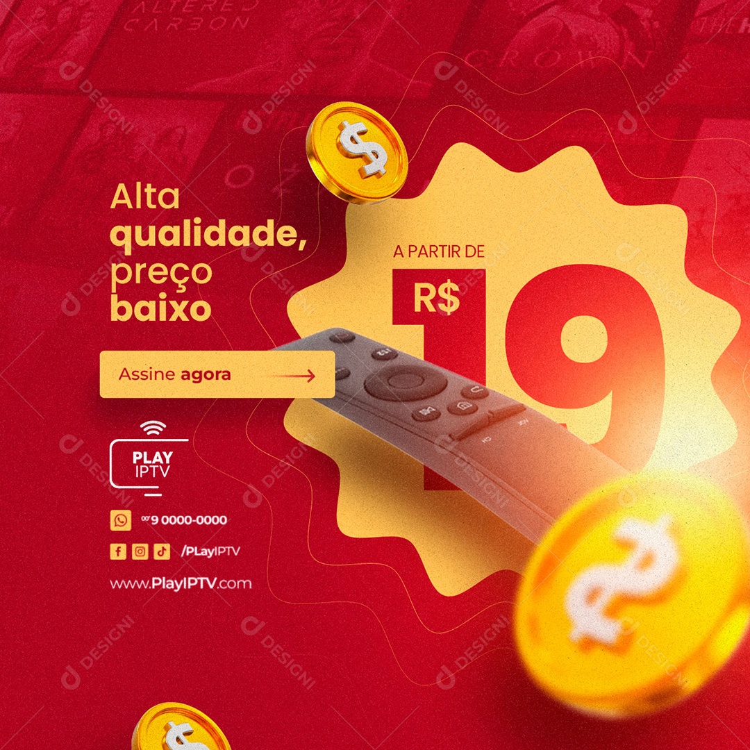 Alta Qualidade Preço Baixo Assine Agora A Partir De 19,00 IPTV Social Media PSD Editável