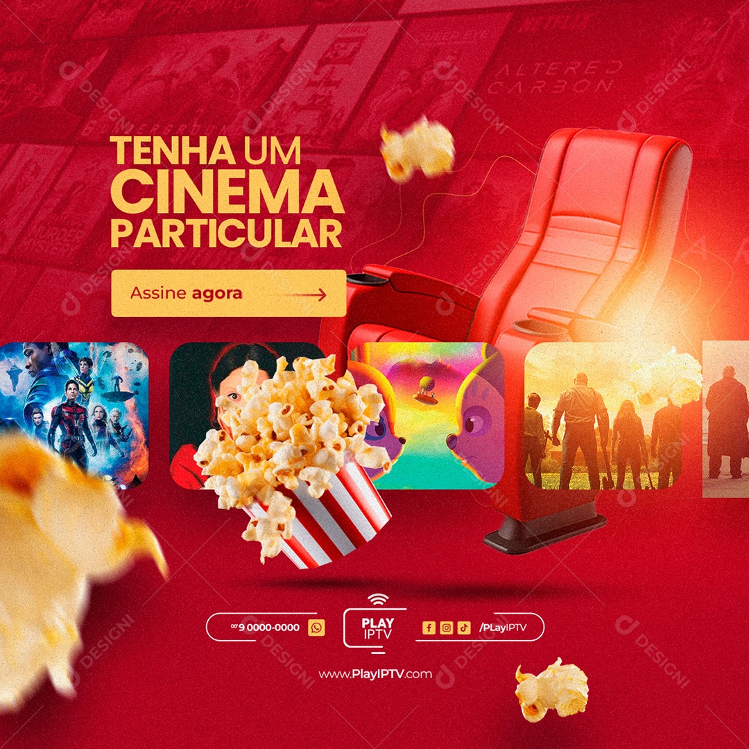 Tenha Um Cinema Particular Assine Agora IPTV Social Media PSD Editável