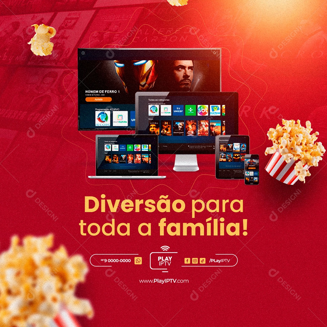 Diversão Para Toda A Família IPTV Social Media PSD Editável