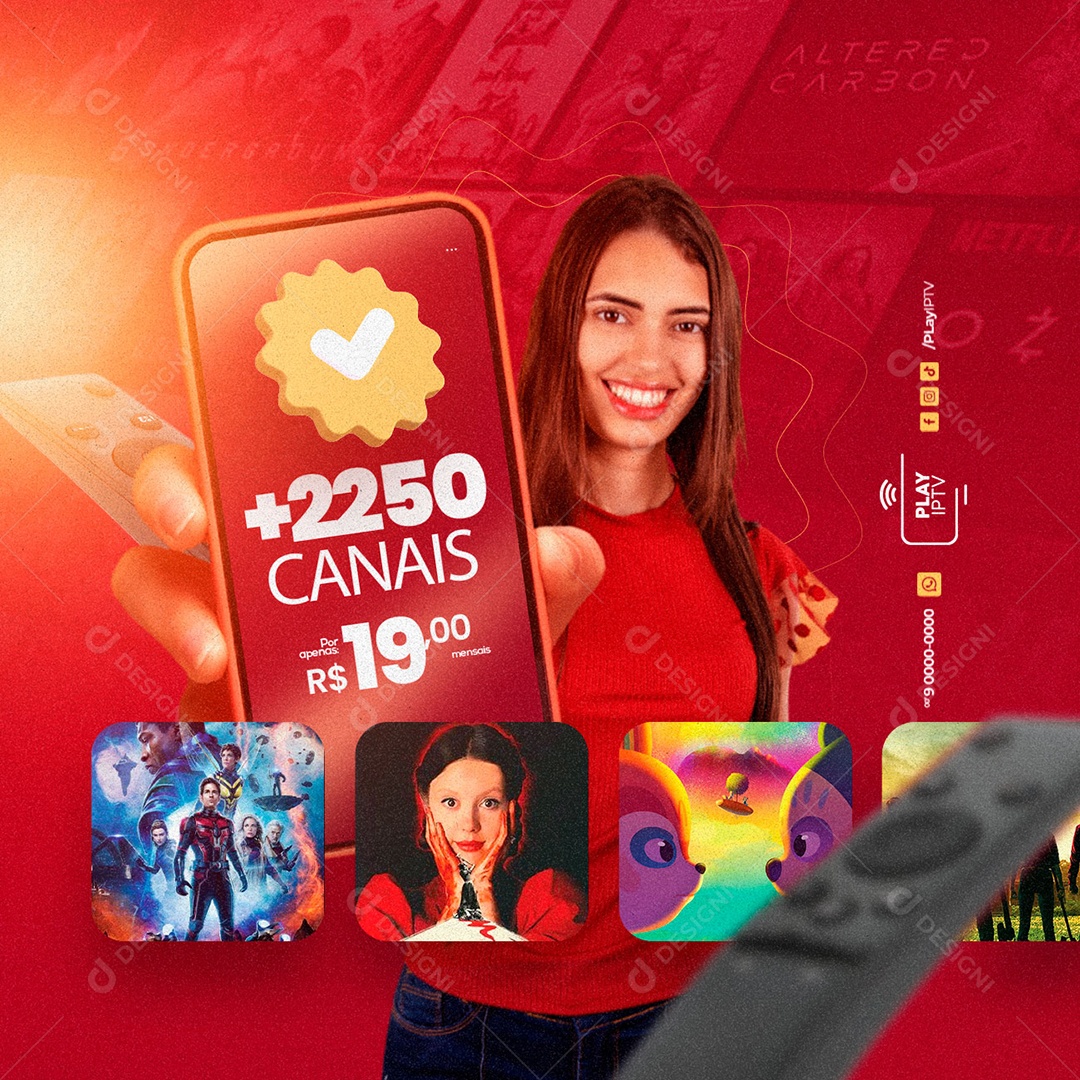 Play IPTV Por Apenas 19,00 Social Media PSD Editável