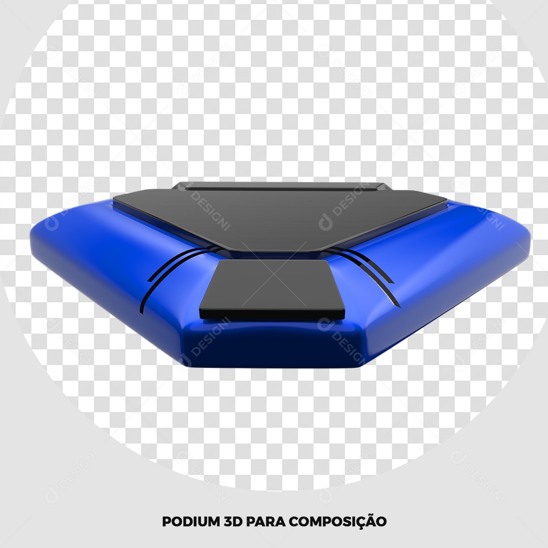 Elemento 3D Azul Podium Para Composição PSD