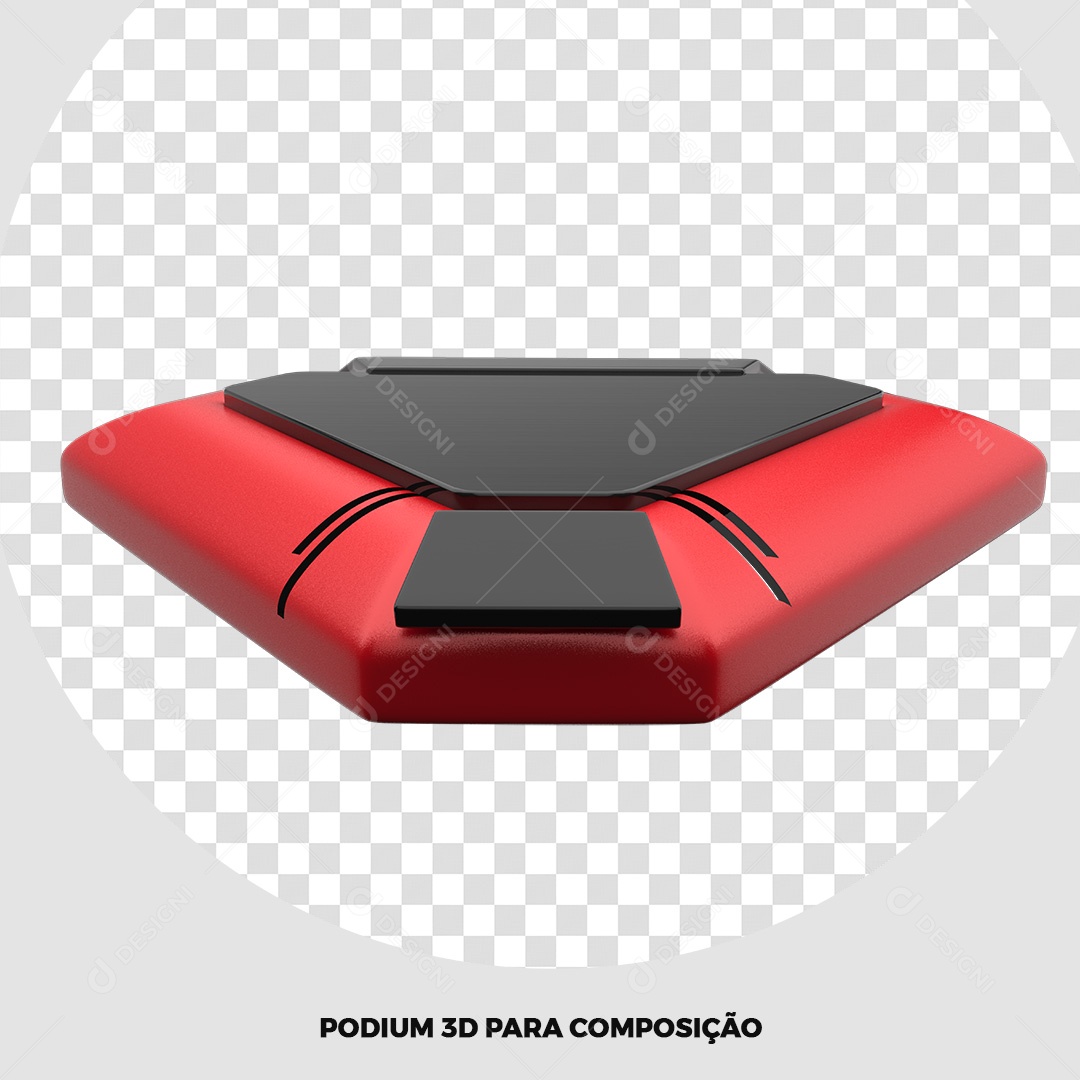 Elemento 3D Vermelho Podium Para Composição PSD