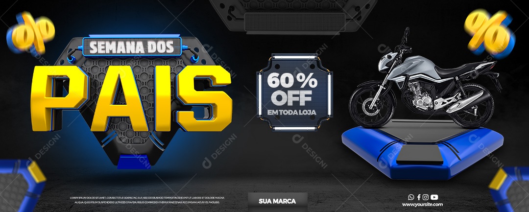 Banner Semana Dos Pais 60% Off Em Toda Loja Social Media PSD Editável