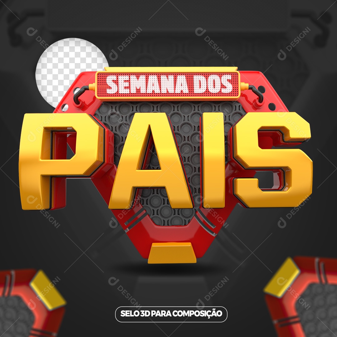 Selo 3D Vermelho Semana Dos Pais Para Composição PSD