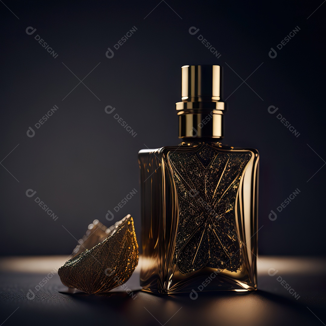 Imagem realista de frasco de perfume sobre fundo isolado