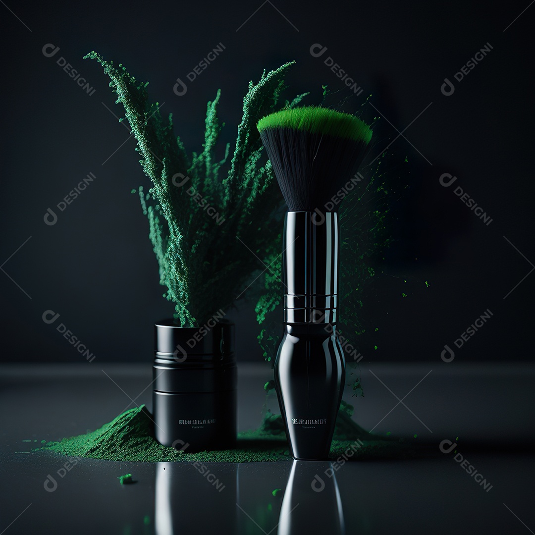 Imagem realista de maquiagens sobre uma mesa