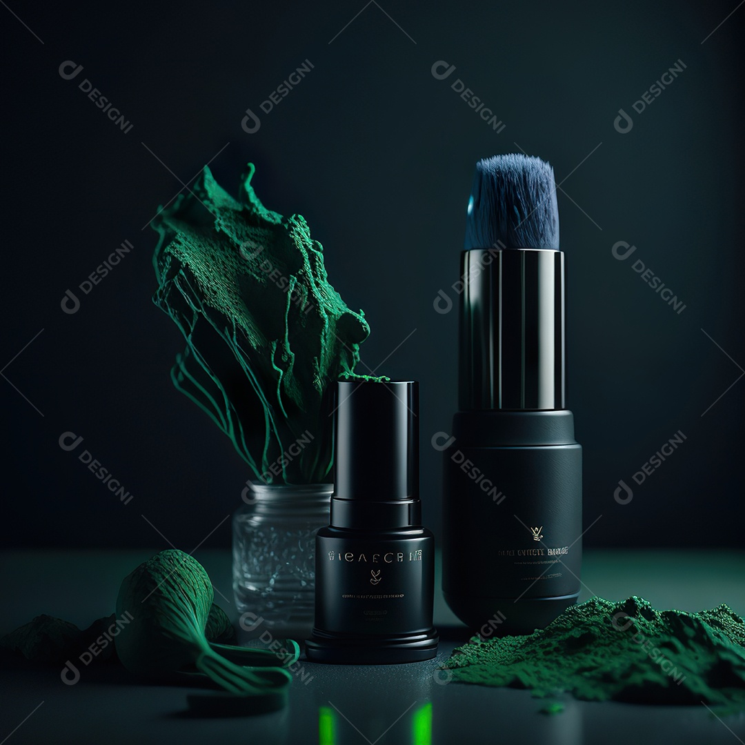 Imagem realista de maquiagens sobre uma mesa