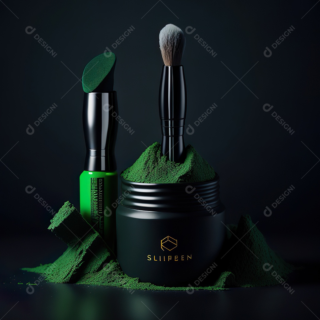 Imagem realista de maquiagens sobre uma mesa