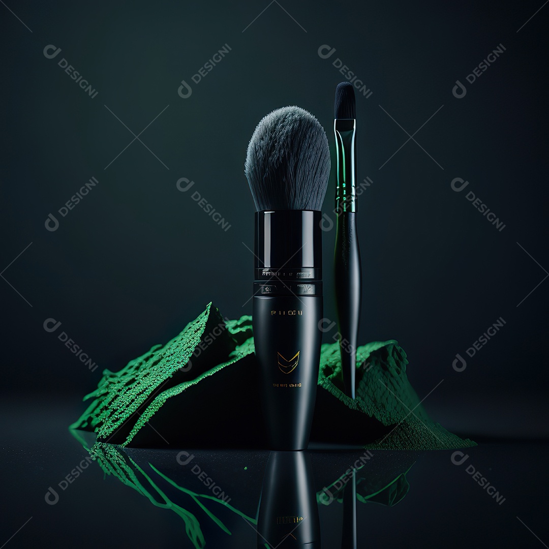 Imagem realista de maquiagens sobre uma mesa