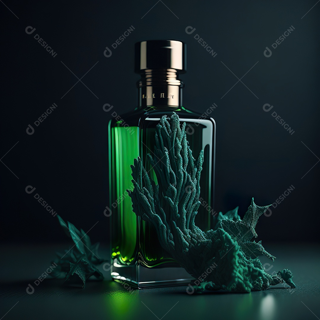 Imagem realista de frasco de perfume sobre fundo isolado