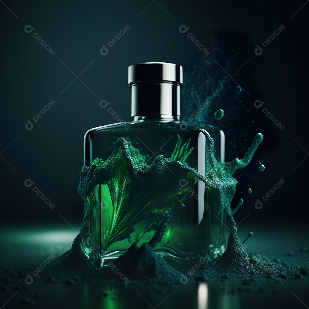 Imagem realista de frasco de perfume sobre fundo isolado