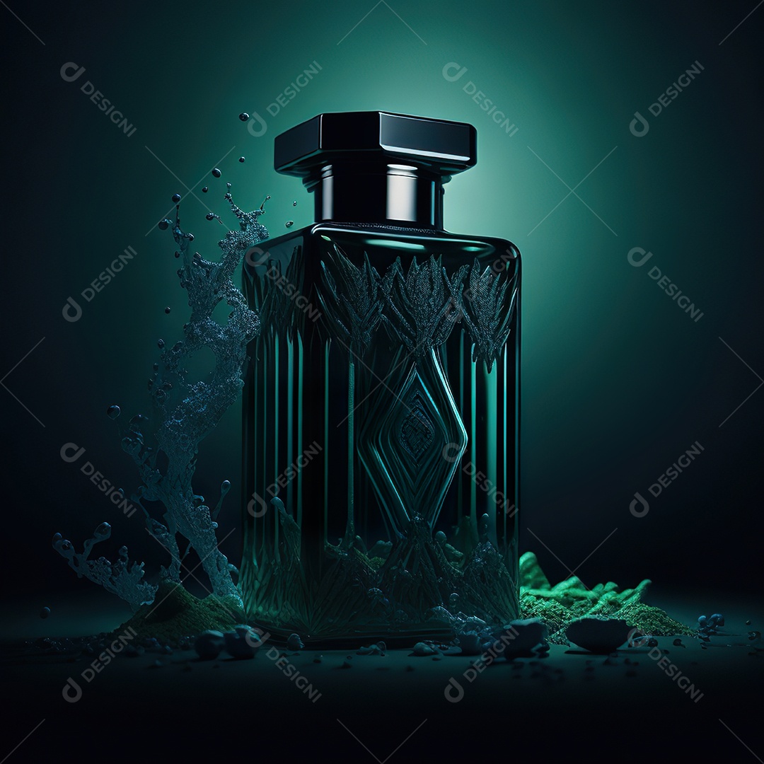 Imagem realista de frasco de perfume sobre fundo isolado