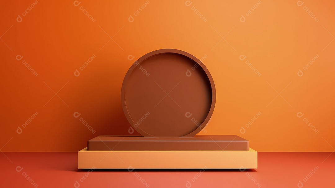 Pódio premium em fundo pastel com galhos de plantas, folhas.