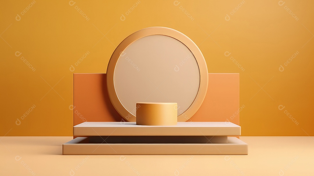 Pódio premium em fundo pastel com galhos de plantas, folhas.