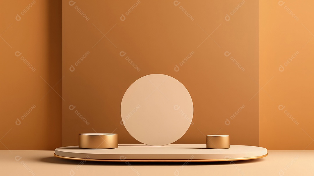 Pódio premium em fundo pastel com galhos de plantas, folhas.