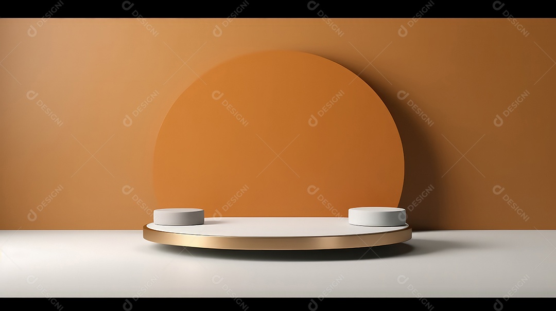 Pódio premium em fundo pastel com galhos de plantas, folhas.