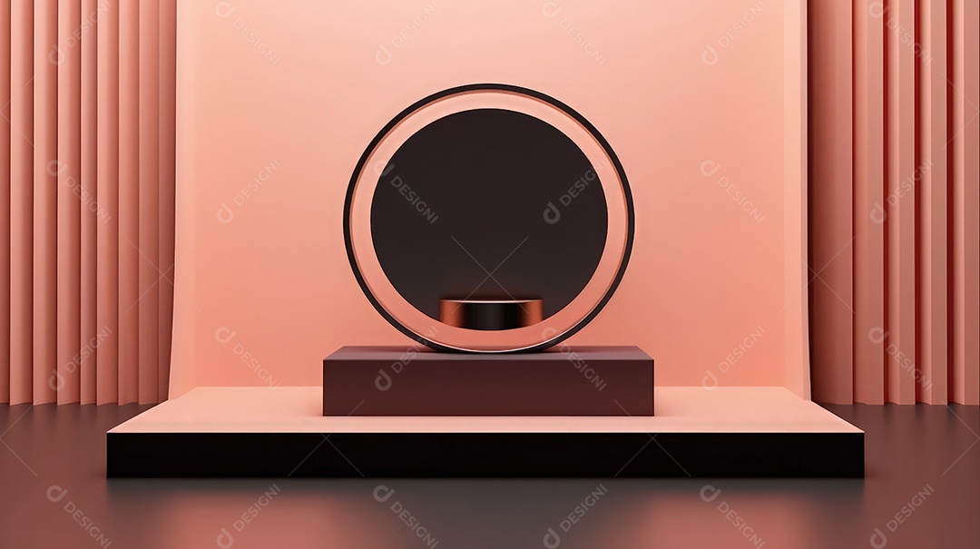 Pódio premium em fundo pastel com galhos de plantas, folhas.