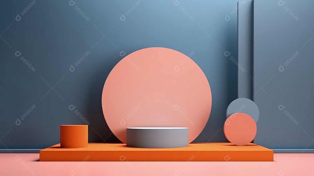 Pódio premium em fundo pastel com galhos de plantas, folhas.