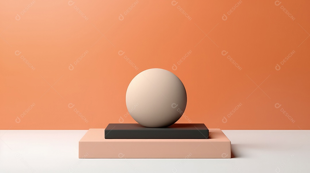 Pódio premium em fundo pastel com galhos de plantas, folhas.