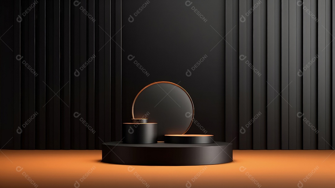 Pódio premium em fundo pastel com galhos de plantas, folhas.