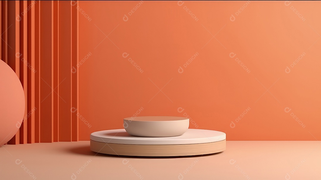 Pódio premium em fundo pastel com galhos de plantas, folhas.