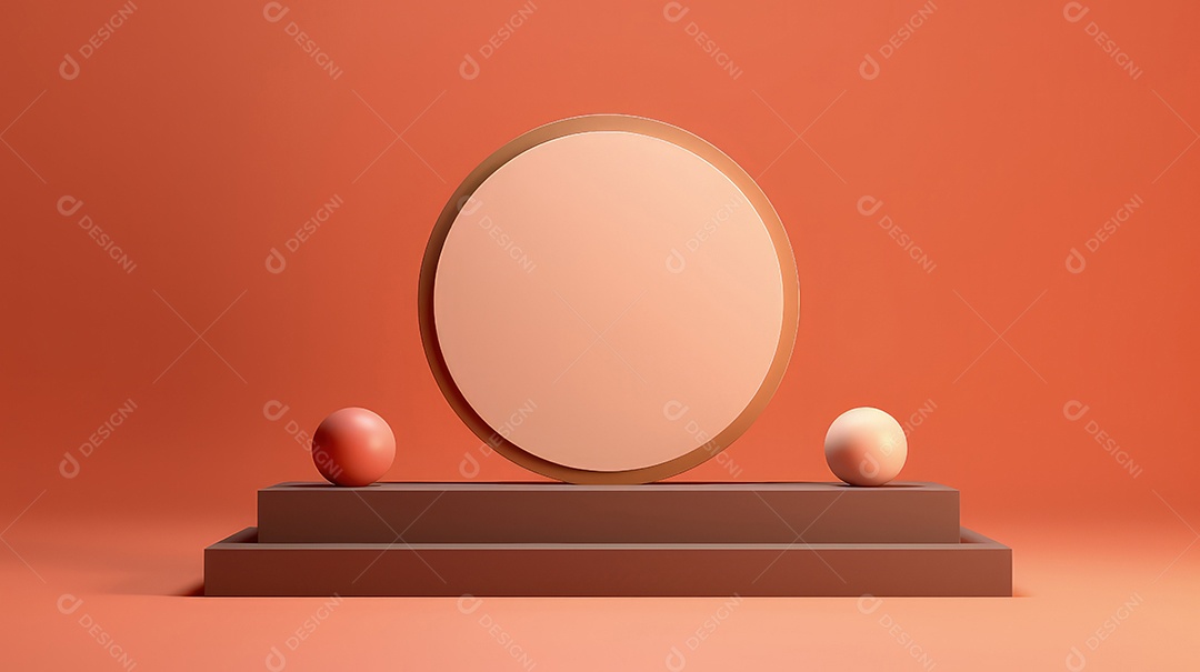 Pódio premium em fundo pastel com galhos de plantas, folhas.