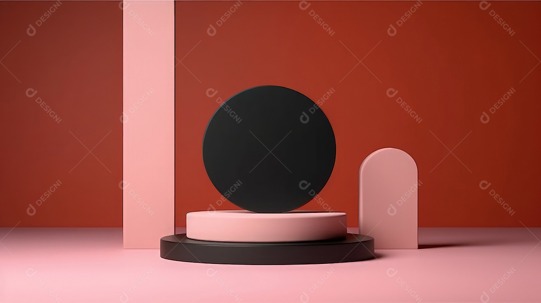 Pódio premium em fundo pastel com galhos de plantas, folhas.