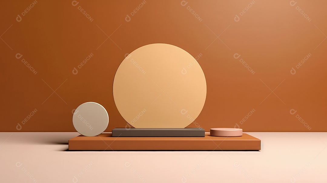 Pódio premium em fundo pastel com galhos de plantas, folhas.