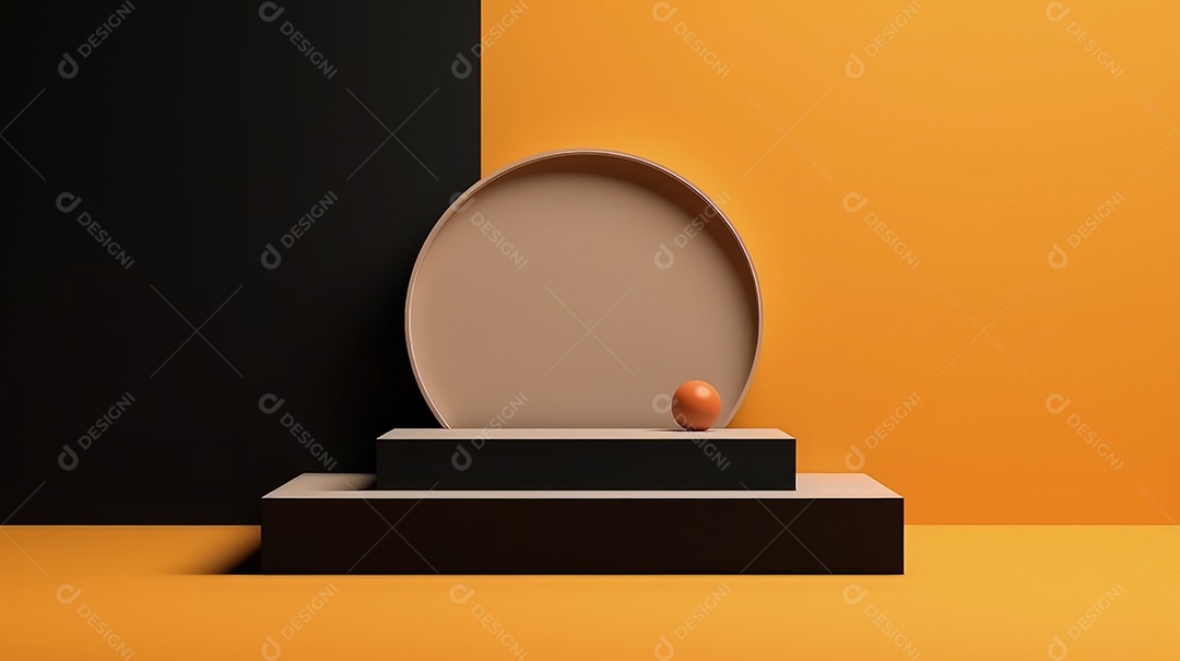 Pódio premium em fundo pastel com galhos de plantas, folhas.