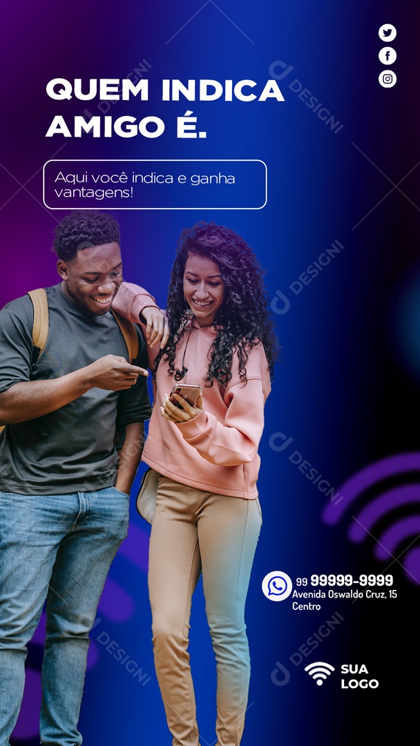 Story Quem Indica Amigo é Internet Social Media PSD Editável