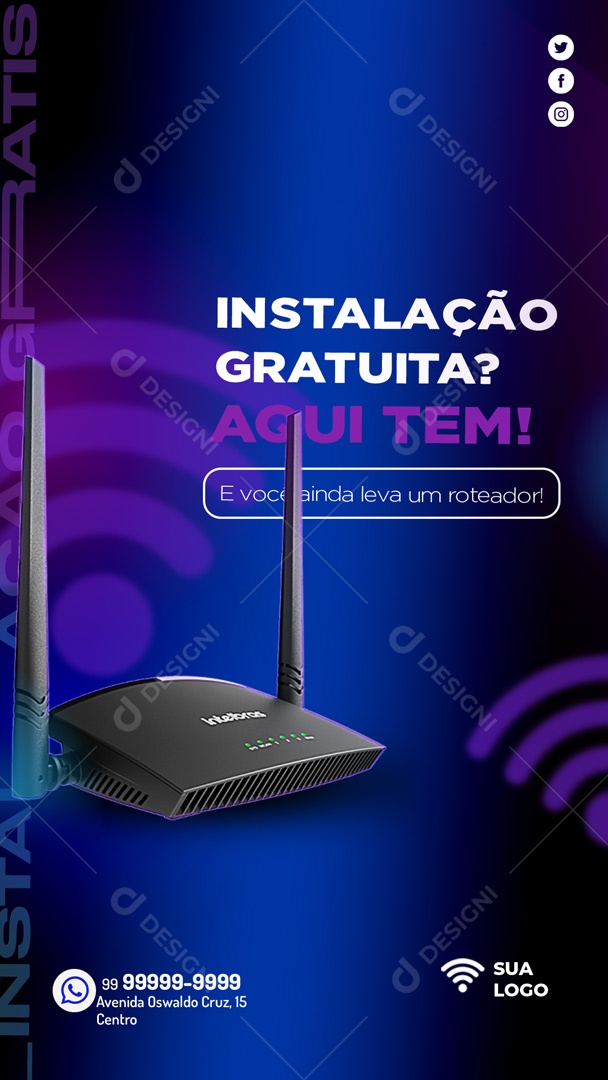 Story Instalação Gratuita Roteador Social Media PSD Editável