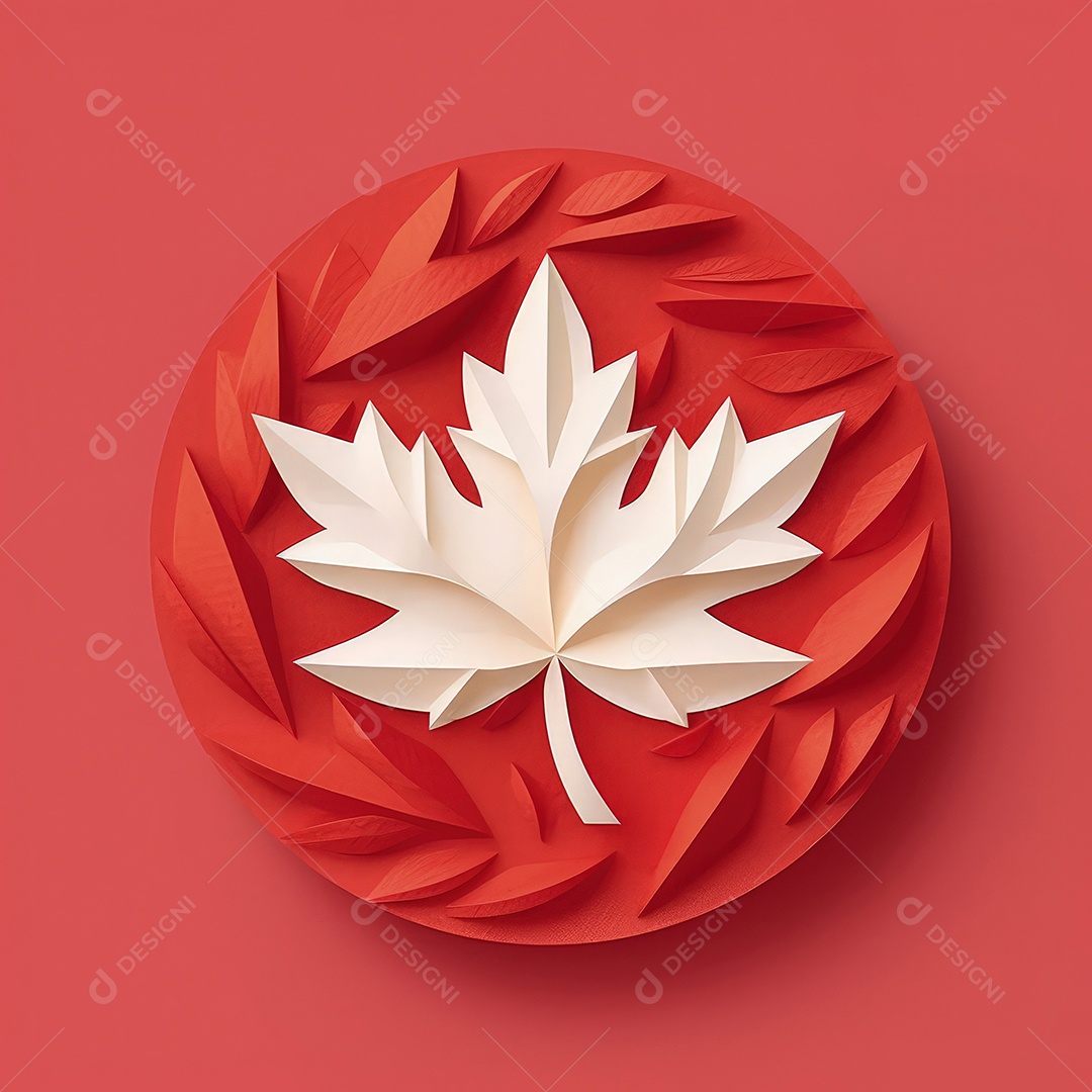 Ilustração minimalista de artesanato com corte de papel 3D True North Pride para o Dia do Canadá..