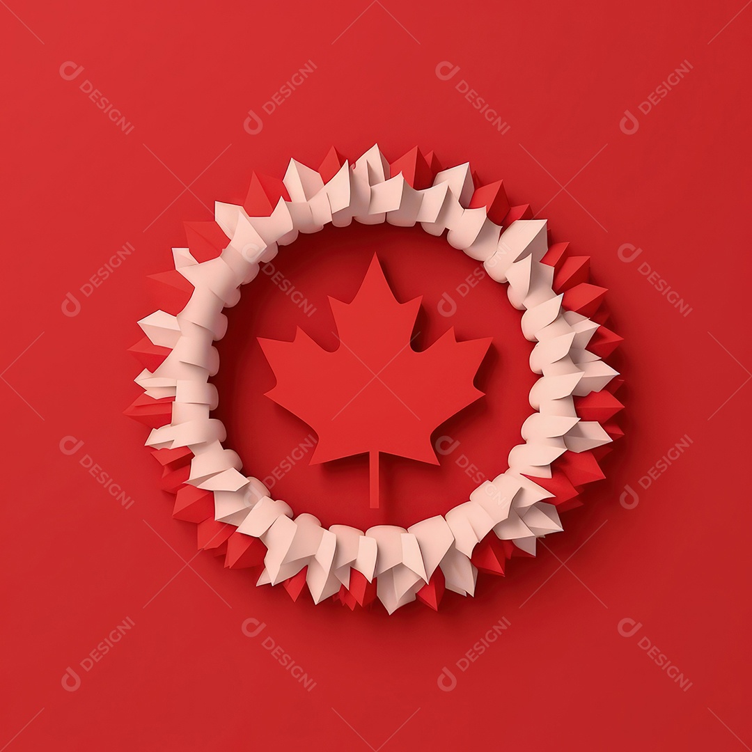 Ilustração minimalista de artesanato com corte de papel 3D True North Pride para o Dia do Canadá..