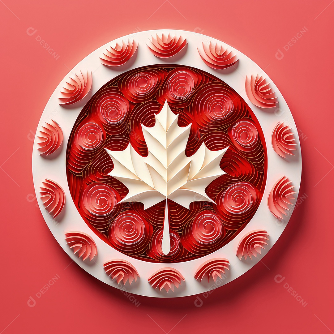 Ilustração minimalista de artesanato com corte de papel 3D True North Pride para o Dia do Canadá..