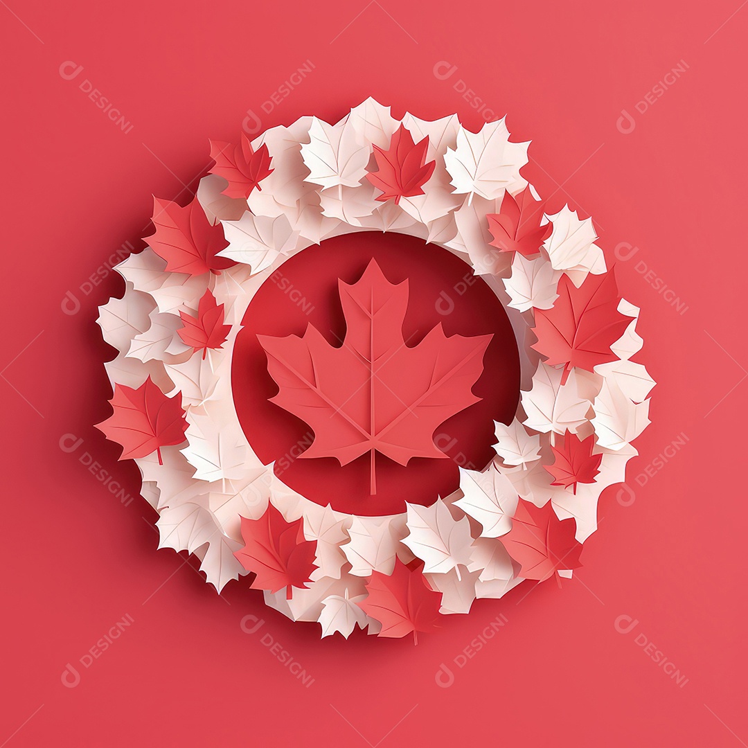 Ilustração minimalista de artesanato com corte de papel 3D True North Pride para o Dia do Canadá..