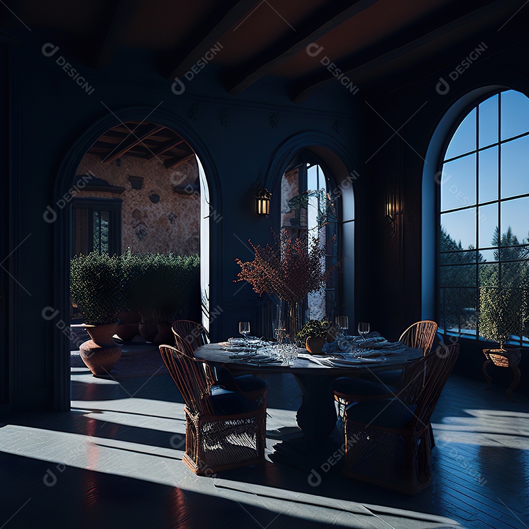 Imagem realista de Mansão vermelha italiana