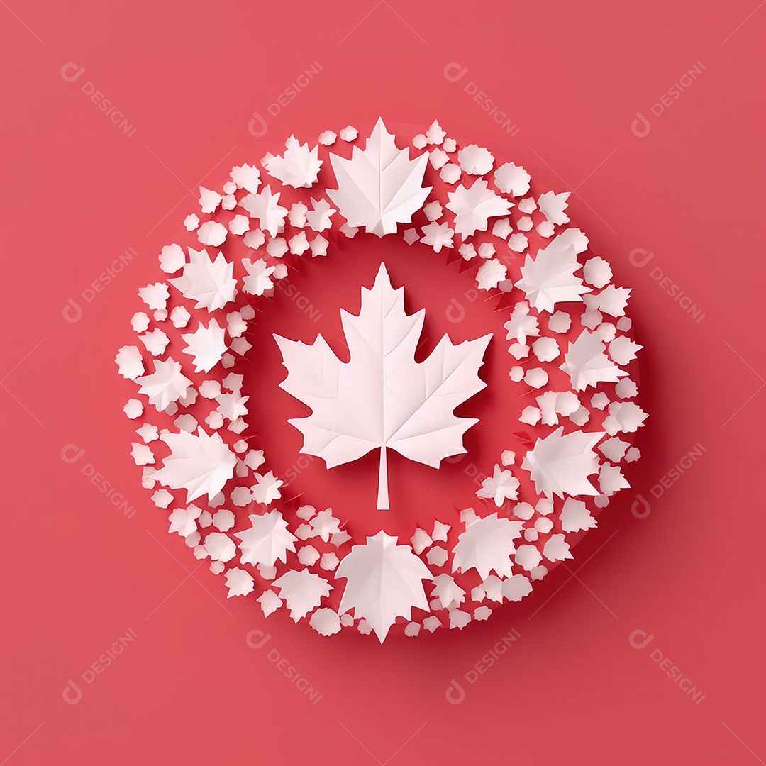 Ilustração minimalista de artesanato com corte de papel 3D True North Pride para o Dia do Canadá..